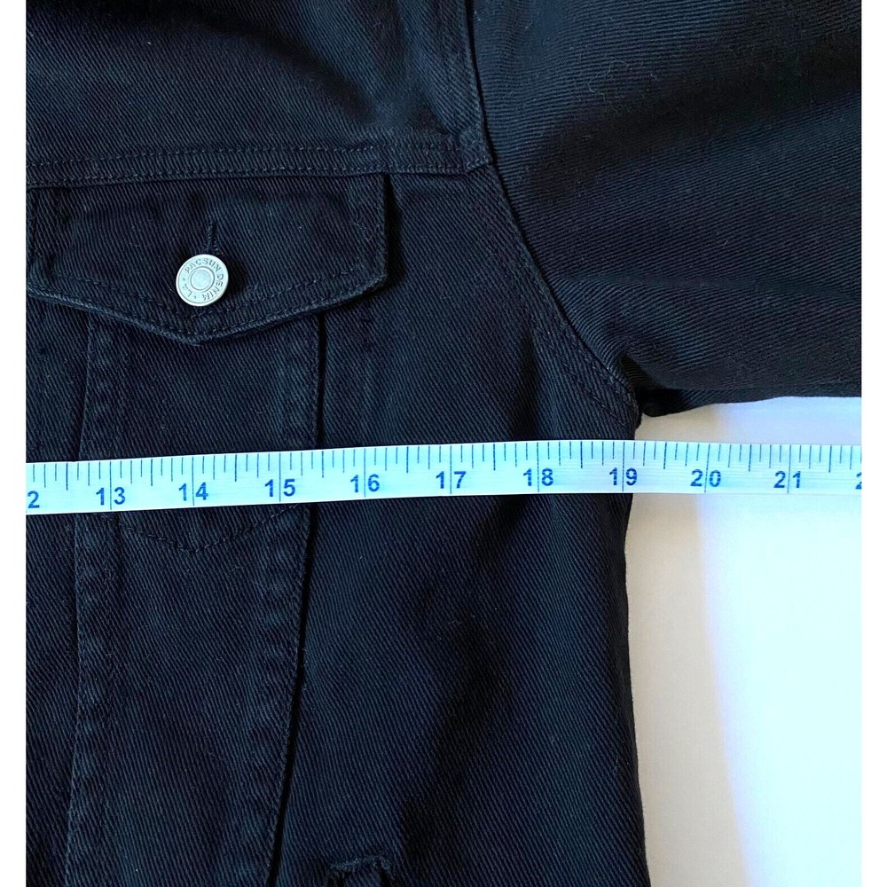 PacSun Los Angeles Jean Jacket Womens Size Small Black Braided Laced Back - Picture 14 of 16